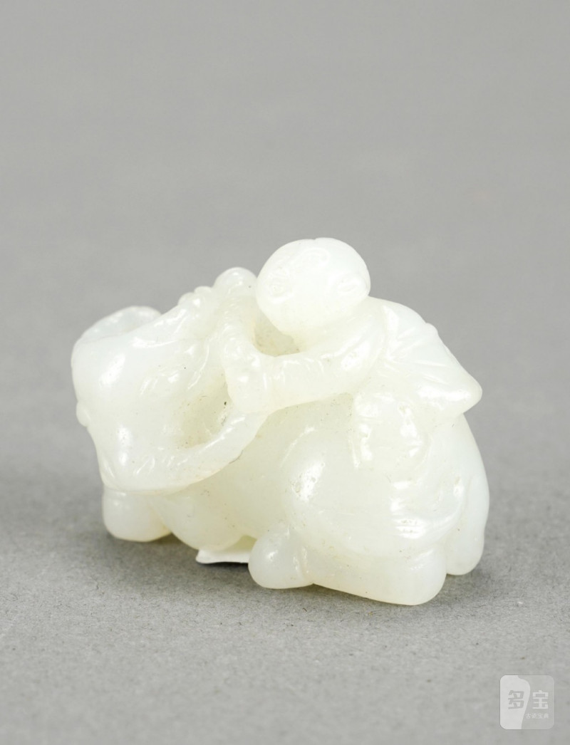    清 白玉牧牛童子